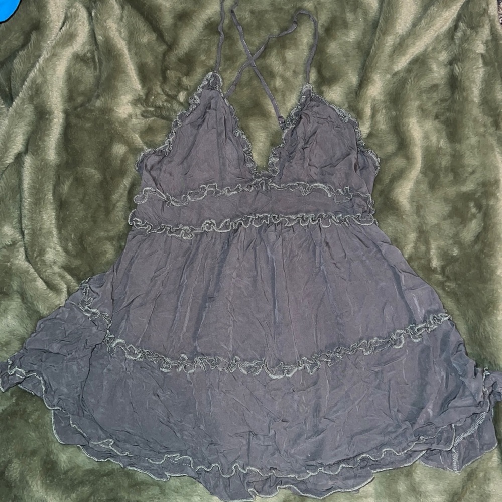 SHEIN short backless green cami dress, sz M but VERY short, washed/never worn
